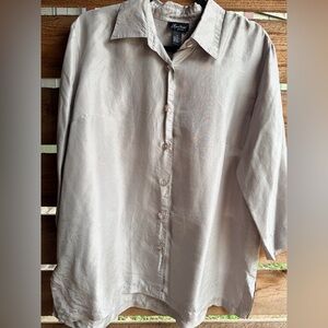 Karen Arnold Vintage Silk Dove Gray blouse 1X